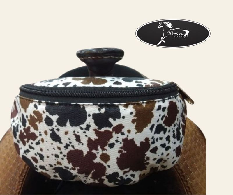 Cow Print Insulated Nylon Saddle Pouch