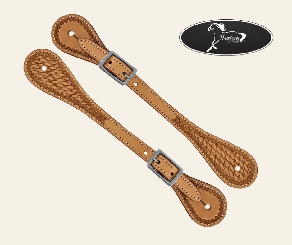 Argentina Cow Leather Basketweave Spur Straps Argentina Cow Leather Basketweave Spur Straps