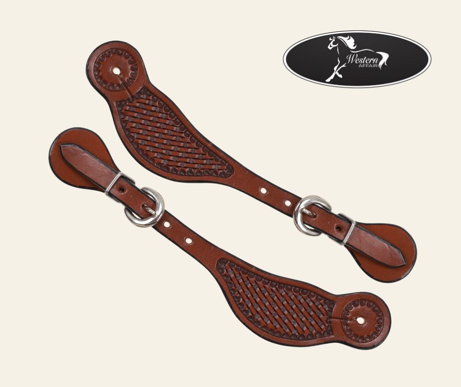 Argentina Cow Leather Medium Basketweave Spur Straps Argentina Cow Leather Medium Basketweave Spur Straps