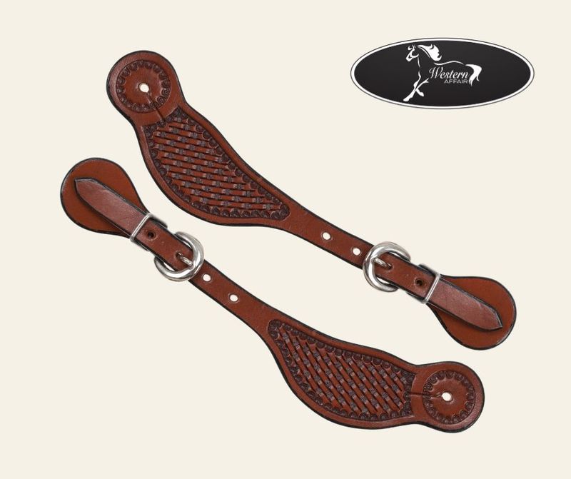 Argentina Cow Leather Medium Basketweave Spur Straps Argentina Cow Leather Medium Basketweave Spur Straps