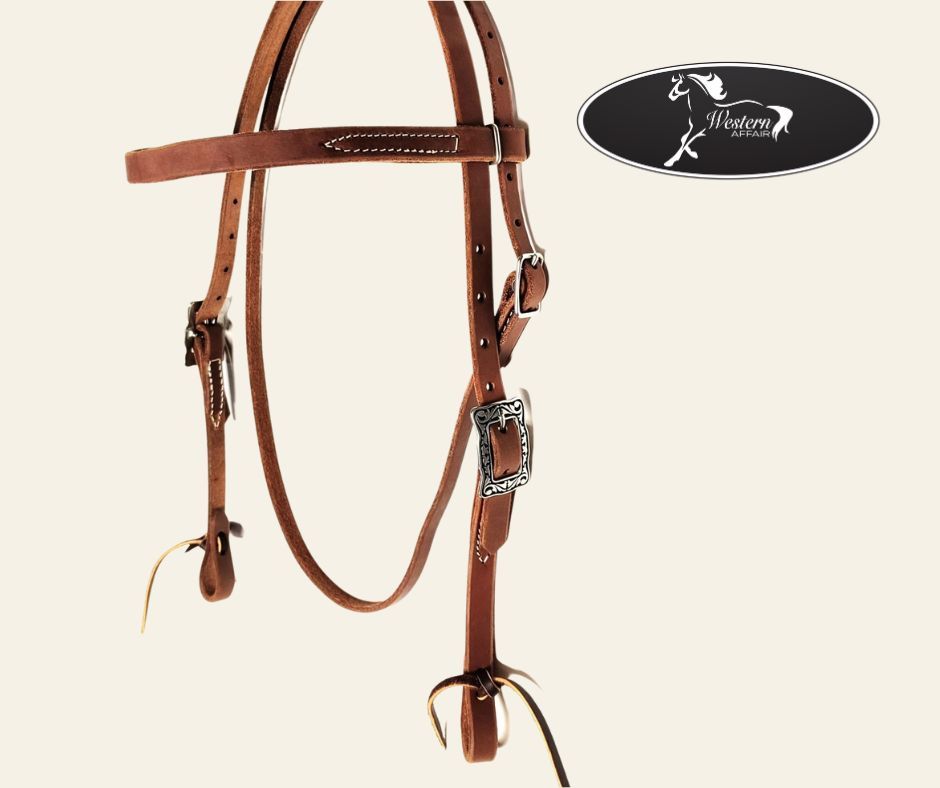 Light Oiled 5/8" Browband Headstall w JW Hardware - Amish Range Light Oiled 5/8" Browband Headstall w JW Hardware - Amish Range