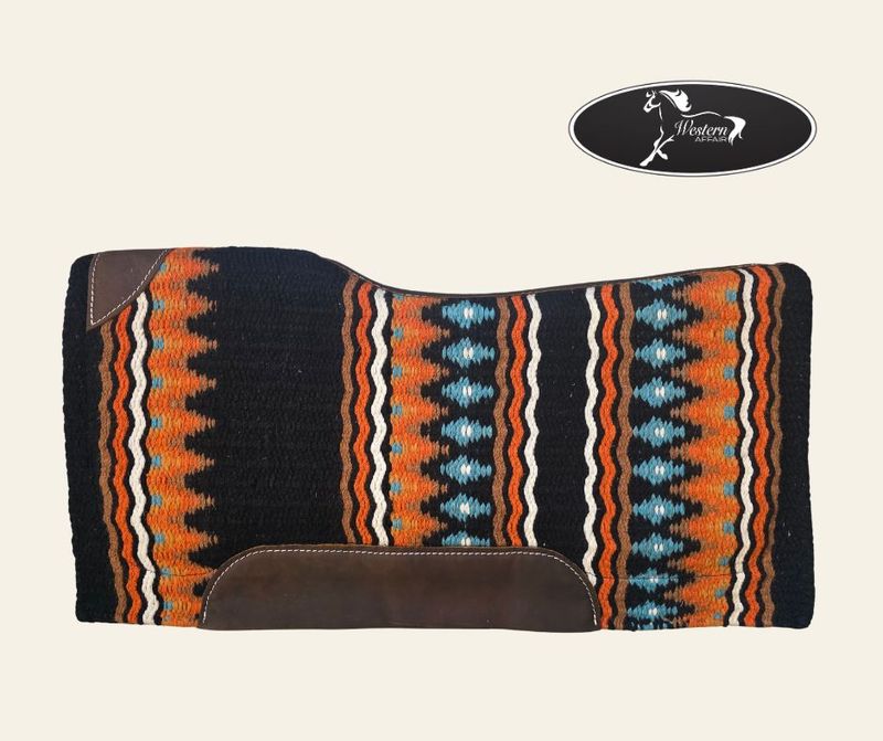 Turquoise, Orange and Brown memory felt bottom saddle pad