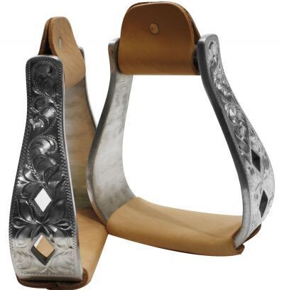 Engraved Stirrups with Diamond Cutout Engraved Stirrups with Diamond Cutout