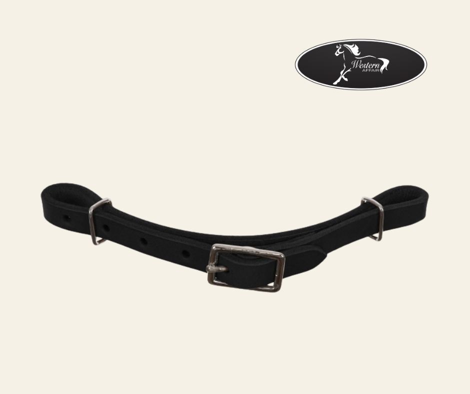 Leather Oiled Curb Strap, Color: Black