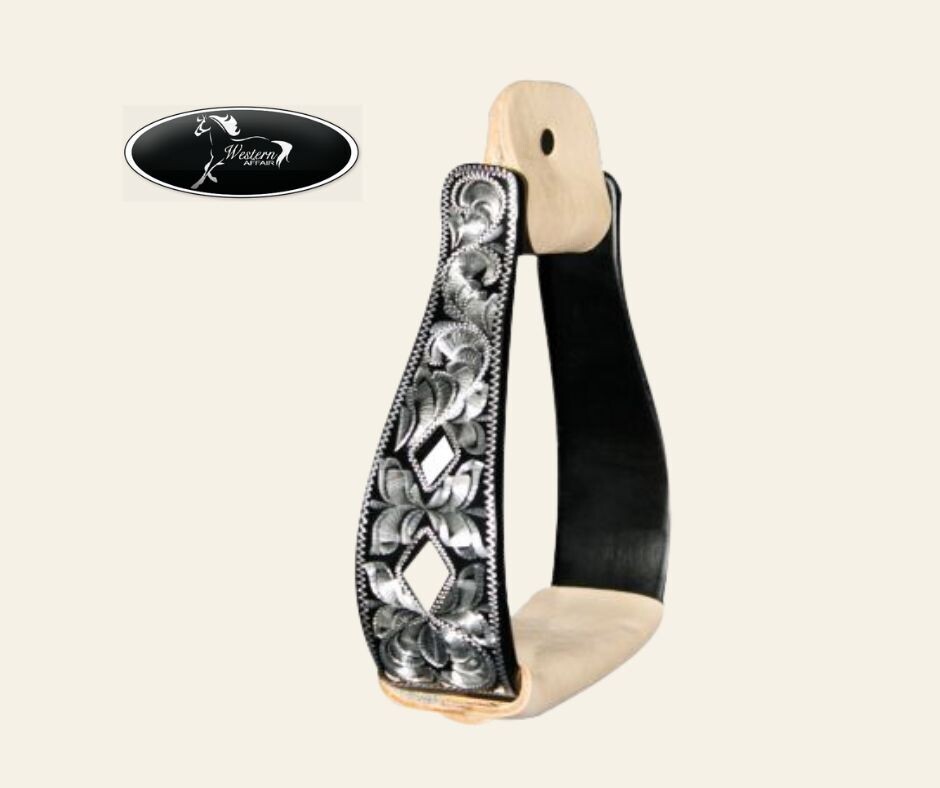 Black Aluminum Stirrups with Diamond Cutouts Black Aluminum Stirrups with Diamond Cutouts