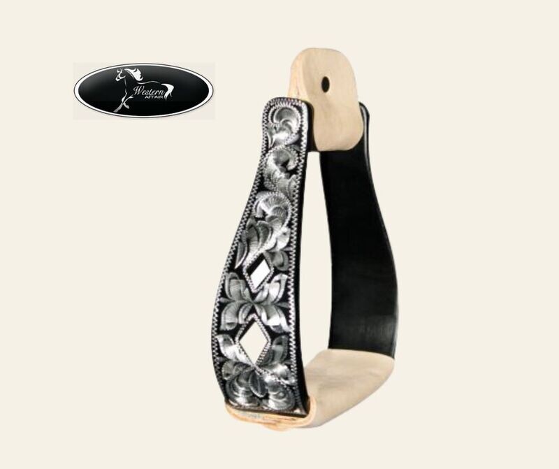 Black Aluminum Stirrups with Diamond Cutouts Black Aluminum Stirrups with Diamond Cutouts
