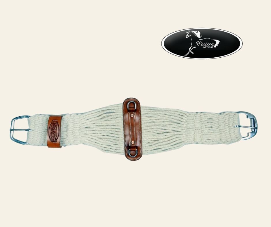 Mohair Double Weave String Roper Girth White Mohair Double Weave String Roper Girth White, Size: 28"