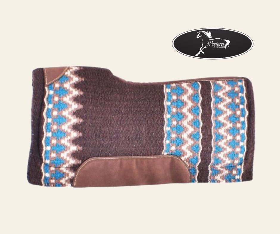 Brown, Cream, and Turquoise Memory Felt Bottom Saddle Pad Brown, Cream, and Turquoise Memory Felt Bottom Saddle Pad