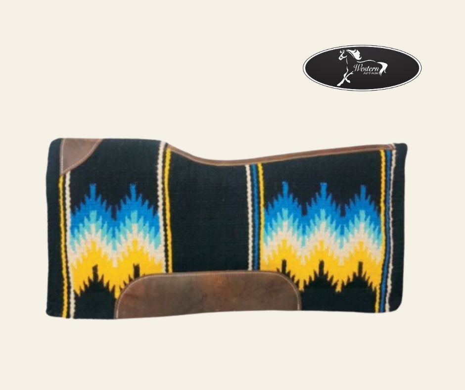 ​34" x 36" Black, Blue &amp; Mustard Memory Felt Bottom Pad