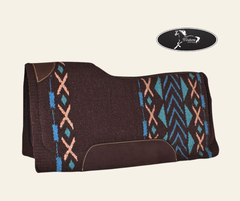 Teal, Turquoise &amp; Brown Memory Felt Bottom Saddle Pad