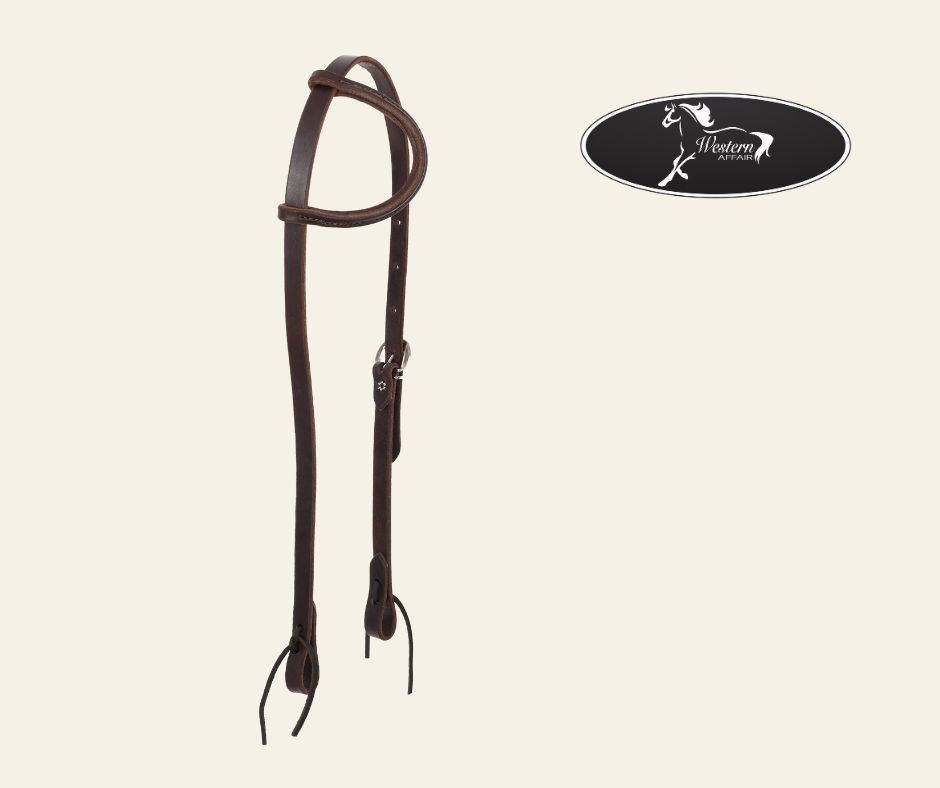 Dark Oiled Premium Harness Leather One Ear Headstall Dark Oiled Premium Harness Leather One Ear Headstall