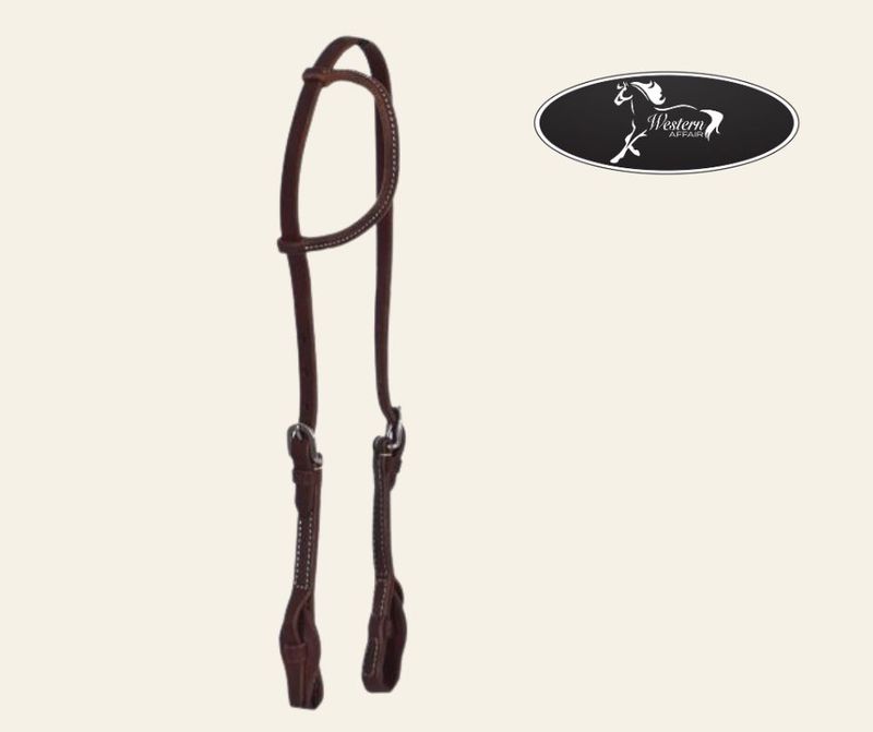 Oiled leather one ear headstall with QC bit loops