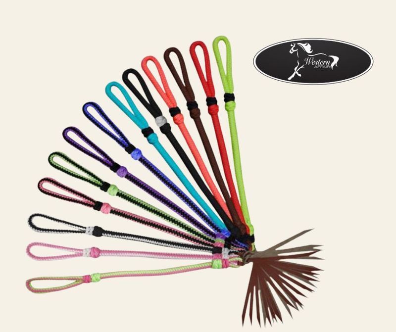Two Tone Braided Nylon Quirt with Leather Popper
