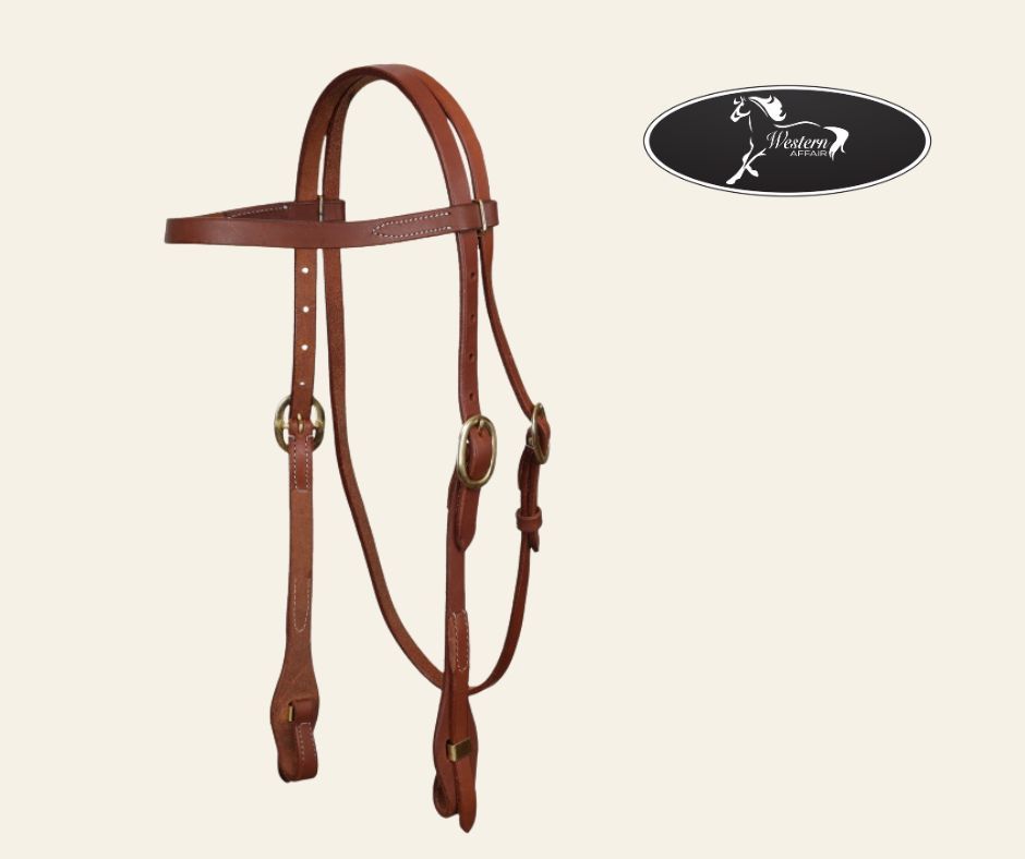 Oiled Leather QC Headstall w Brass Hardware - Work Range Oiled Leather QC Headstall w Brass Hardware - Work Range