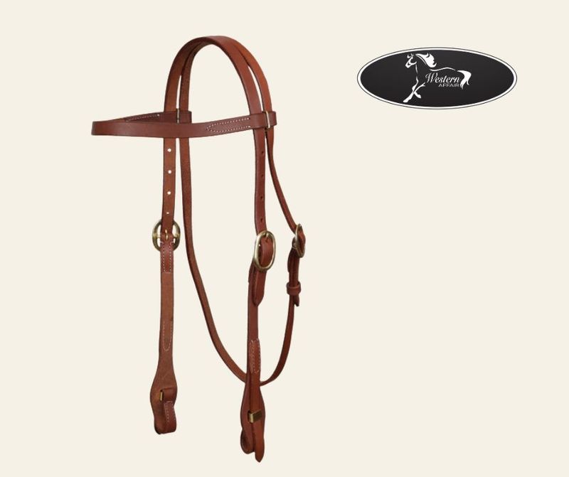 Oiled Leather QC Headstall w Brass Hardware - Work Range