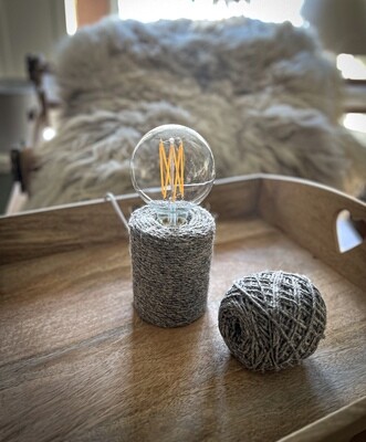 Small Lamp Wrapped with Herdwick Yarn