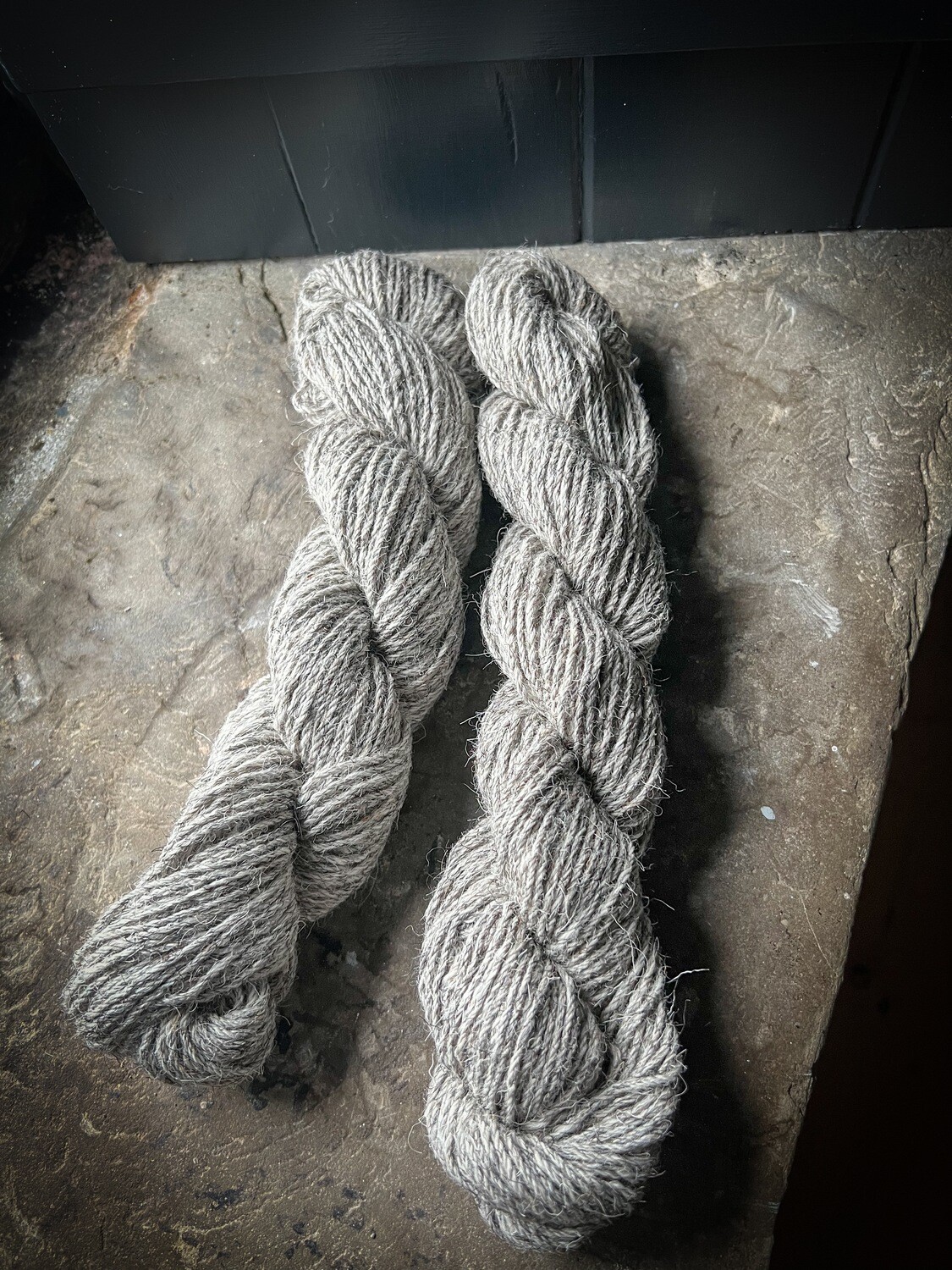British Herdwick Aran yarn skein, natural grey wool with traditional rustic character
