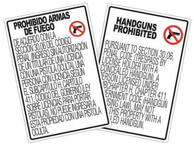30.06 12x18&quot; Set No Concealed Carry Signs