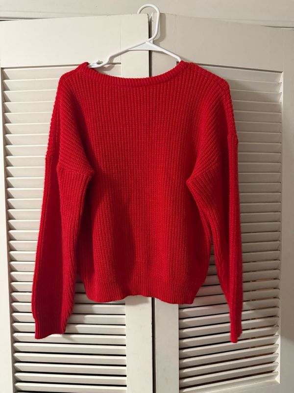 Red Knit Sweater - Medium