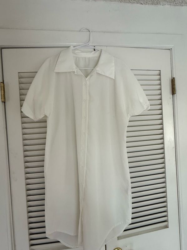Classic White Button-Up Shirt Dress
