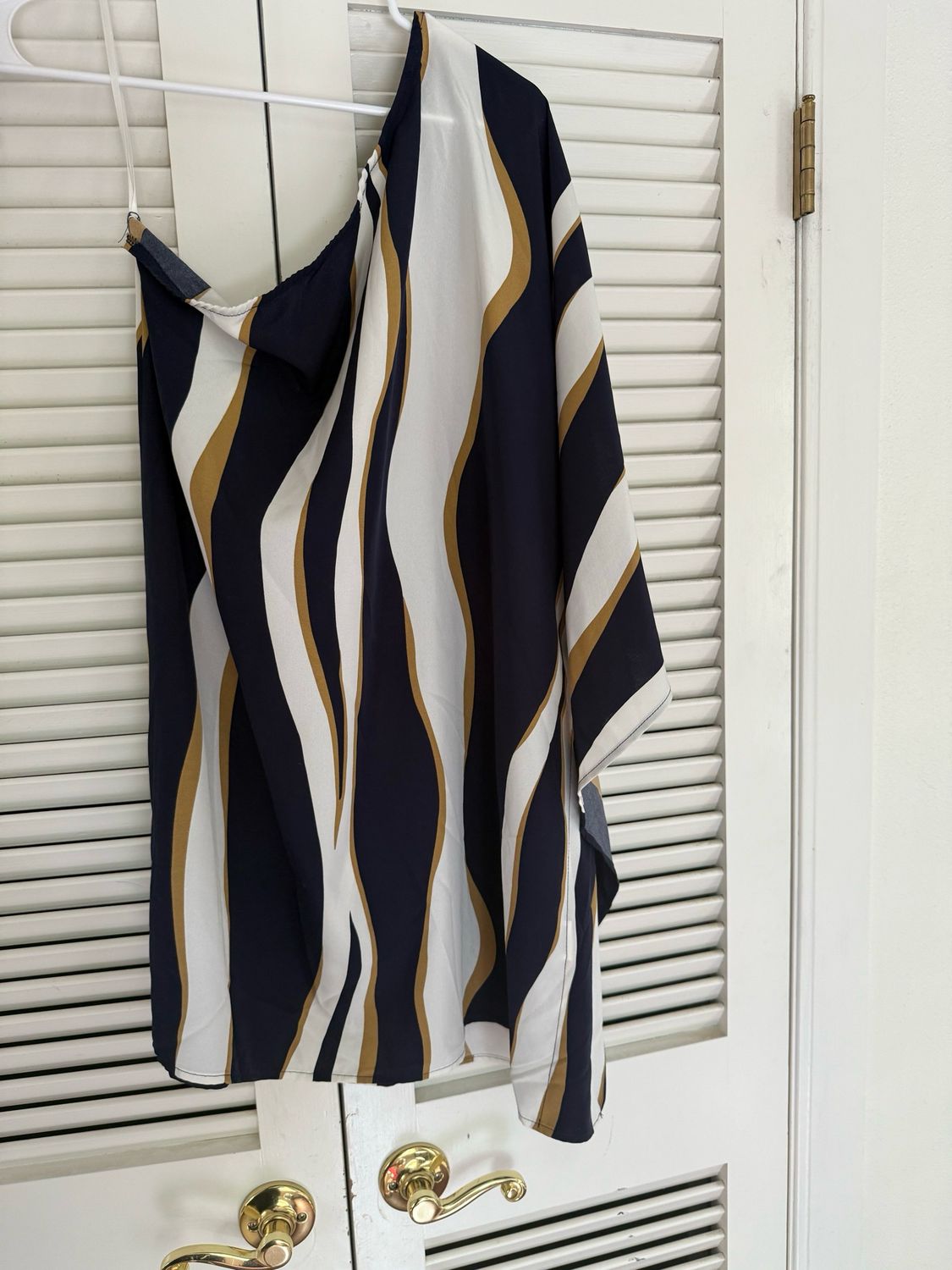 Asymmetrical Blue, White &amp; Gold Dress