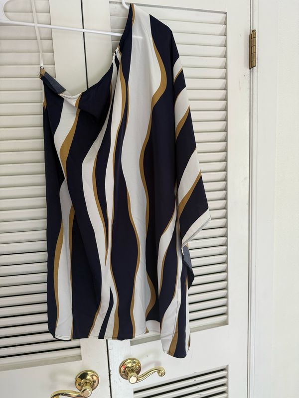 Asymmetrical Blue, White &amp; Gold Dress