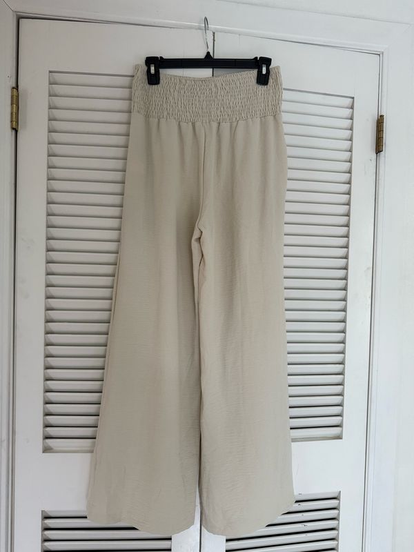 Wide Leg Crepe Pants - Large