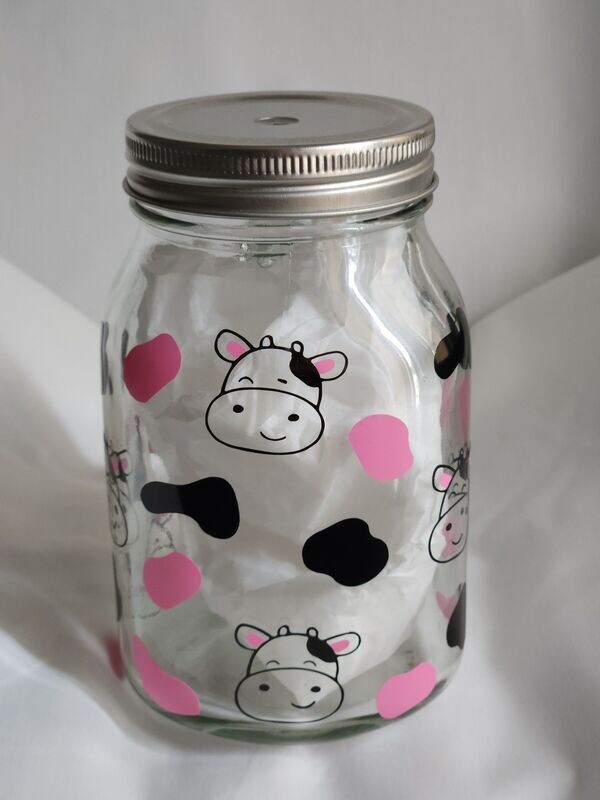 Pink Cow Mason Jar
