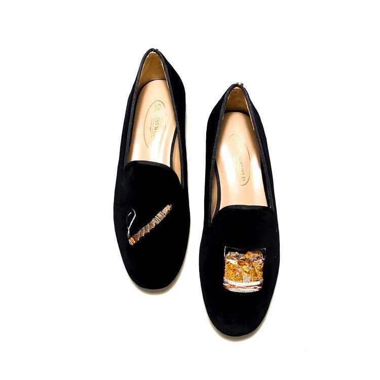 LOAFERS HOMBRE TERCIOPELO NEGRO, CIGAR AND WHISKEY