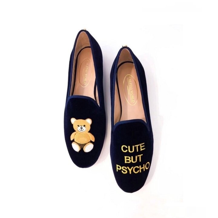 LOAFERS TERCIOPELO AZUL OSCURO 50TX, BEAR CUTE BUT PSYCHO