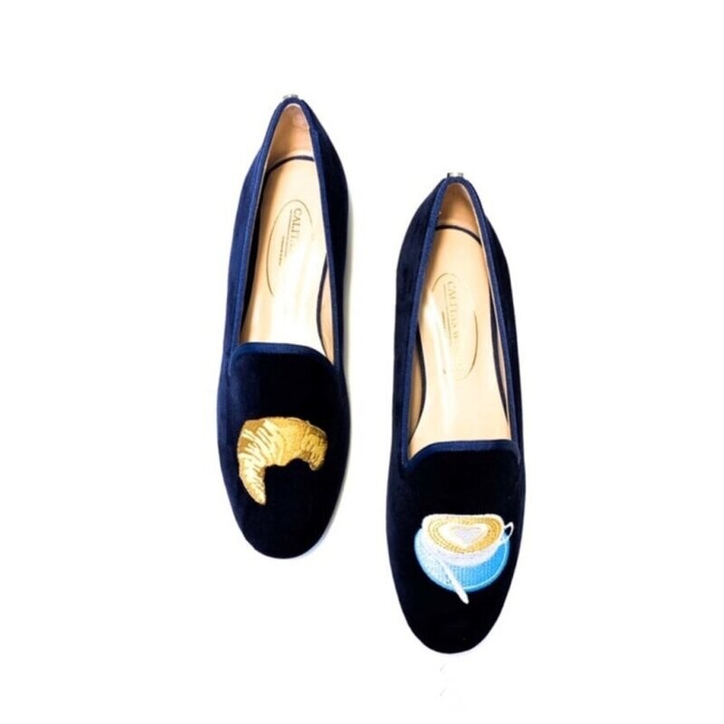 LOAFERS TERCIOPELO AZUL MARINO 9CO R22, COFFEE AND CROISSANT