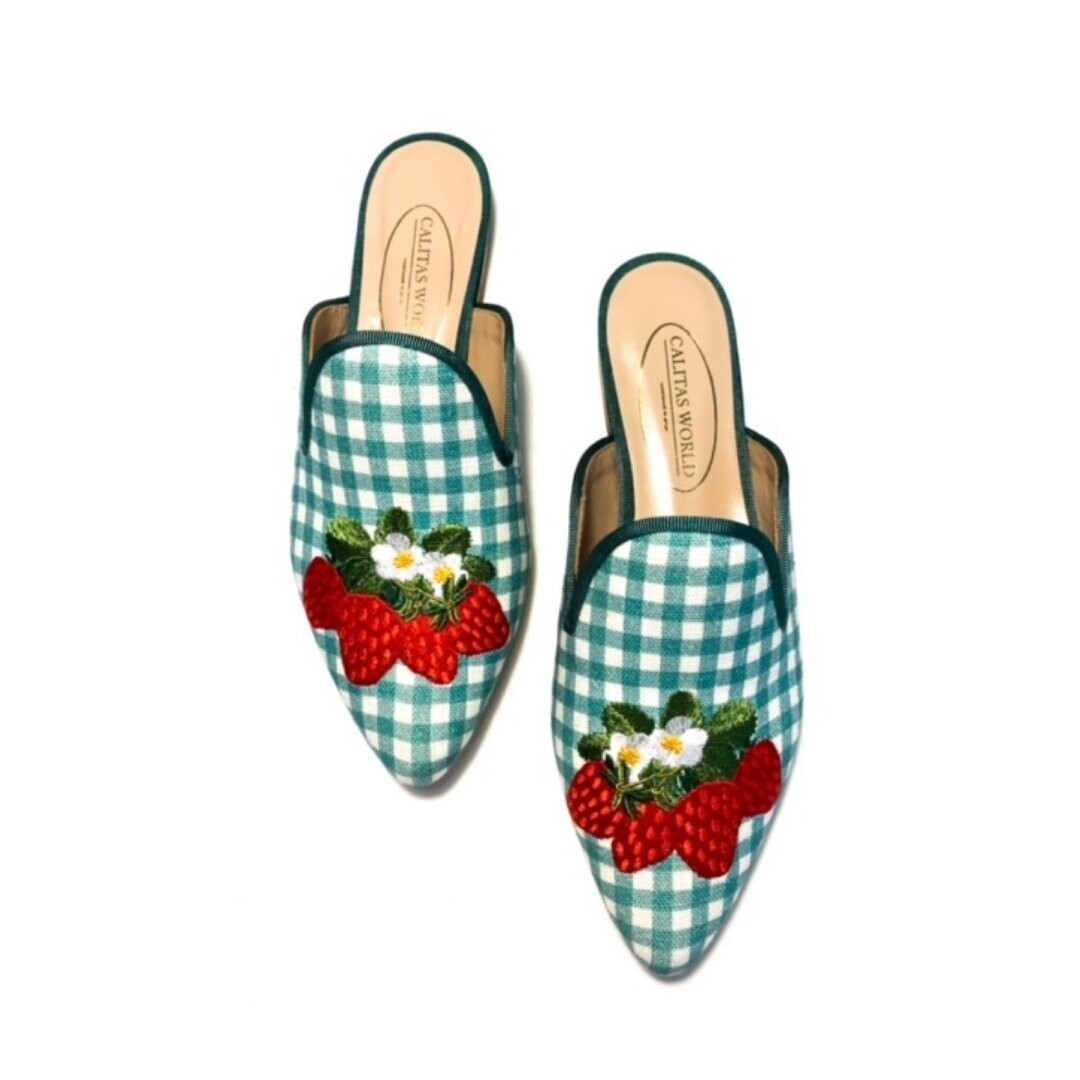 MULES LINO VICHY VERDE, STRAWBERRY