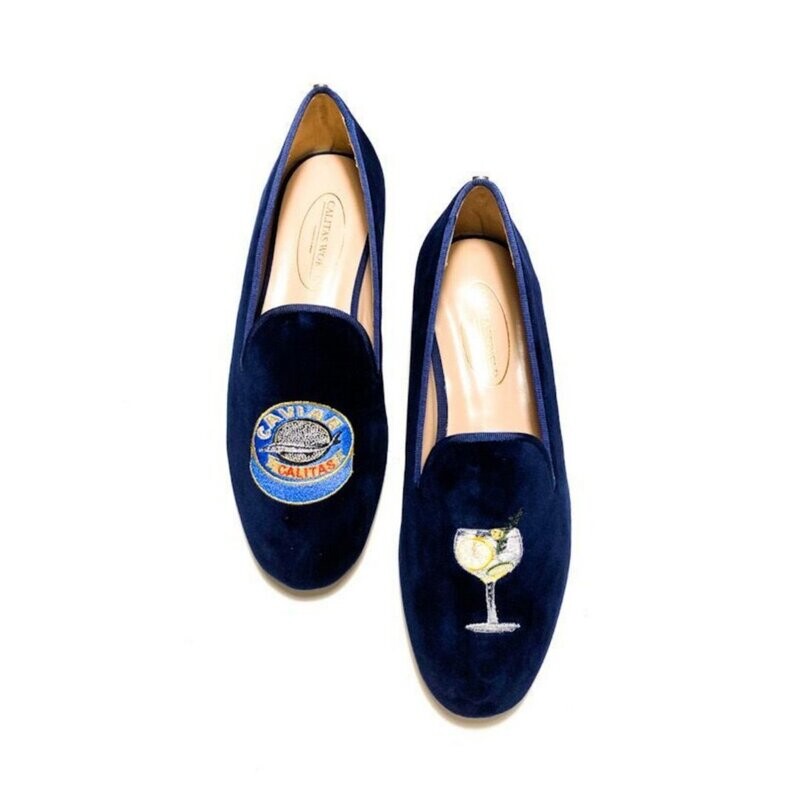 LOAFERS HOMBRE TERCIOPELO AZUL MARINO 9CO  R22, CAVIAR Y GINTONIC
