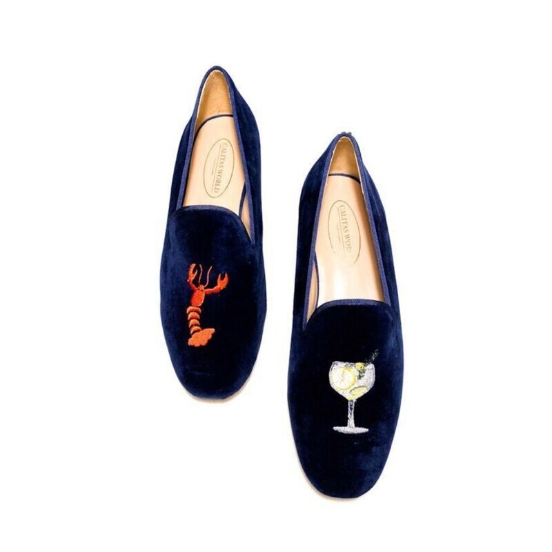 LOAFERS HOMBRE TERCIOPELO AZUL MARINO 9CO R22, LANGOSTA Y GINTONIC