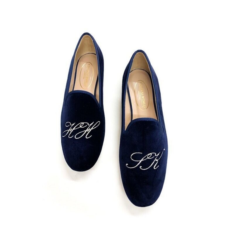 LOAFERS HOMBRE TERCIOPELO MARINO 9CO R22, INICIALES EN PLATA