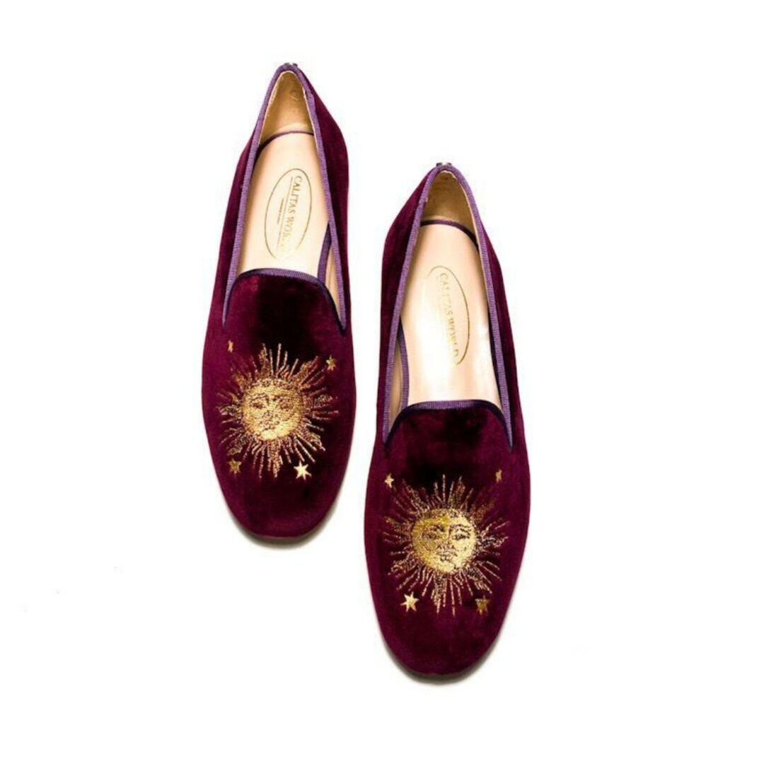 LOAFERS HOMBRE TERCIOPELO VINO 110TX R53, SOL BARROCO CON ESTRELLAS