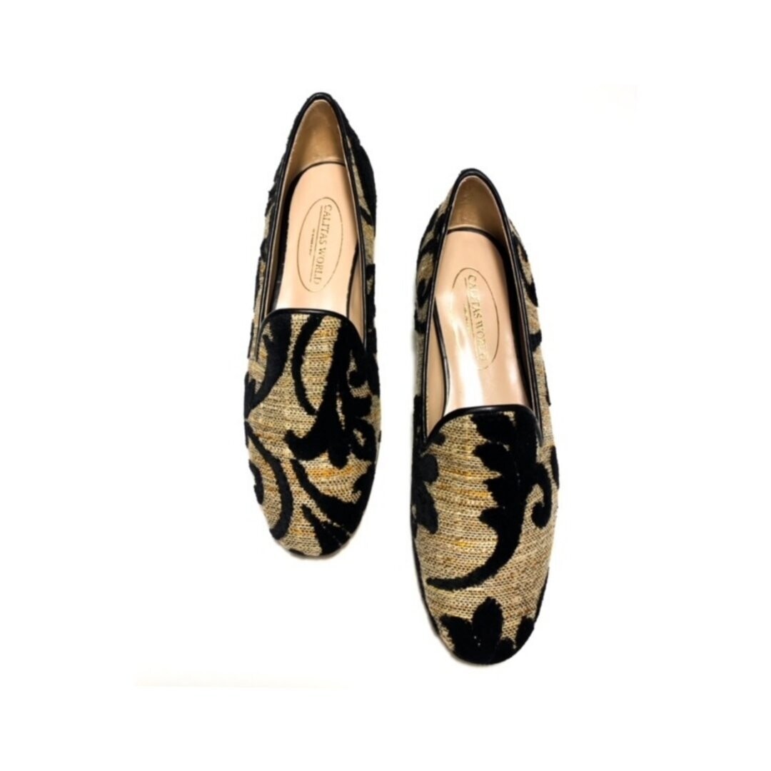 LOAFERS JACQUARD CASTELLANA, FLORES NEGRAS