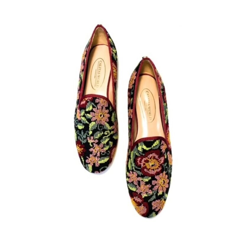 LOAFERS NEEDDLEPOINT, FLORES VISO