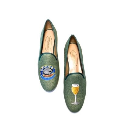 LOAFERS LINO VERDE OLIVO 603 PV, CAVIAR AND CHAMPAGNE