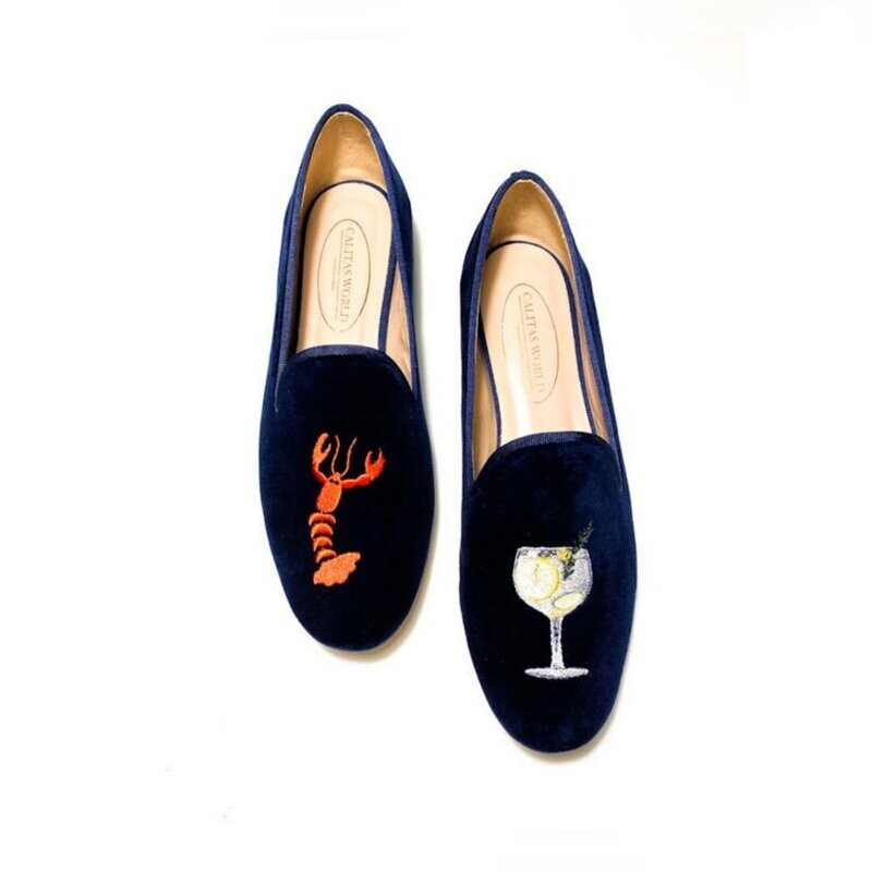 LOAFERS TERCIOPELO AZUL MARINO 9CO, LANGOSTA Y GINTONIC