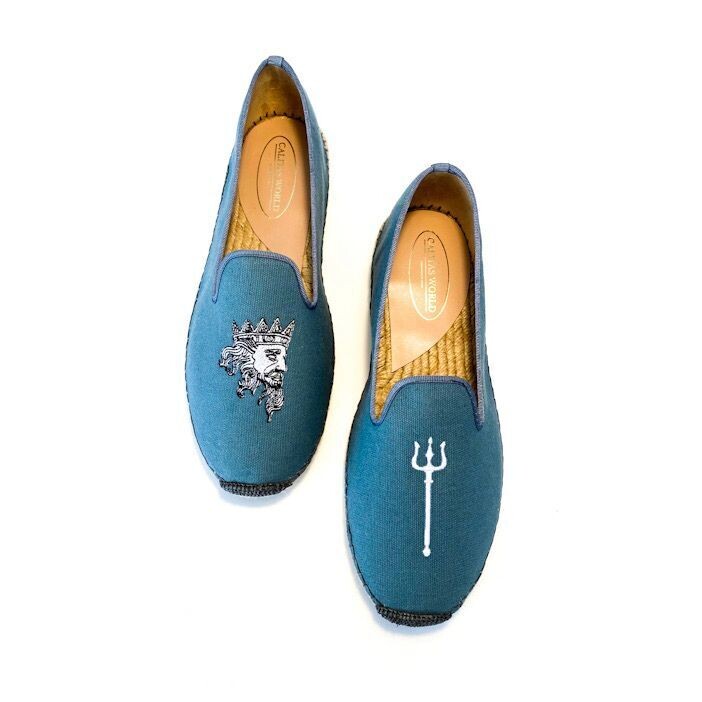 ESPADRILLES HOMBRE, AZUL GRISACEO 22ACO, NEPTUNO Y TRIDENTE