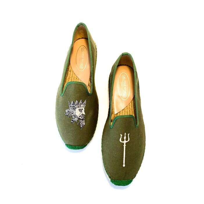 ESPADRILLES HOMBRE, VERDE 14A, NEPTUNO Y TRIDENTE
