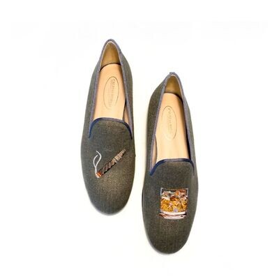 LOAFERS HOMBRE LINO VERDE OSCURO 10A, R663.CO PURO Y WHISKEY