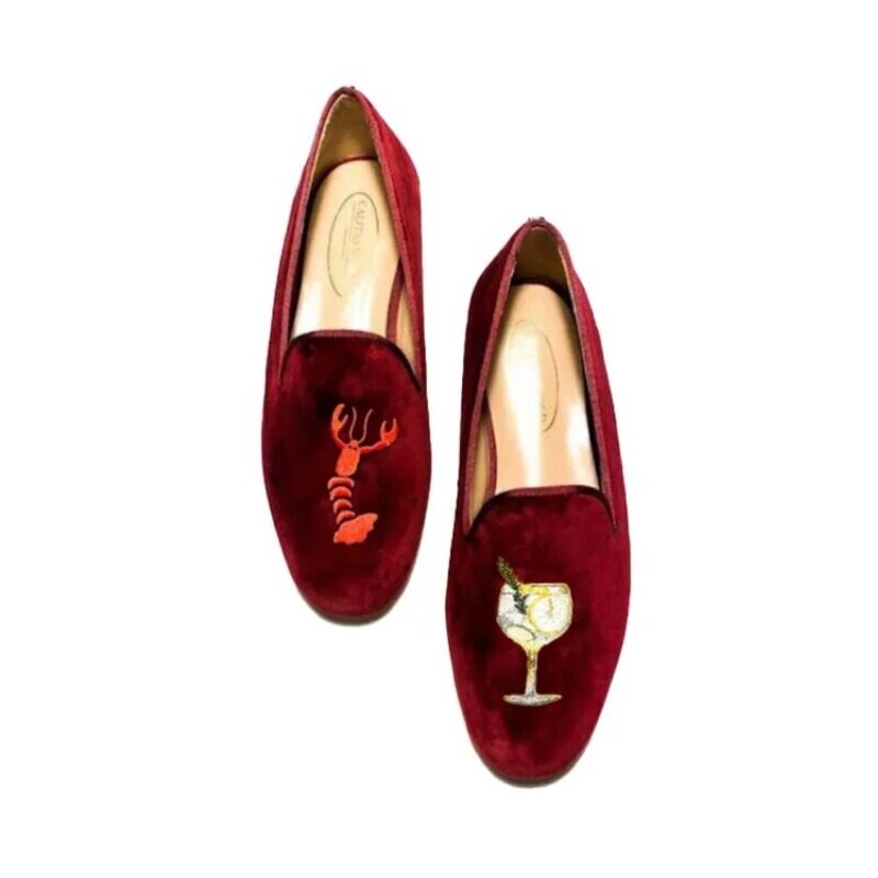 ​LOAFERS MEN BURGUNDY CO VELVET R48, LOBSTER AND GINTONIC