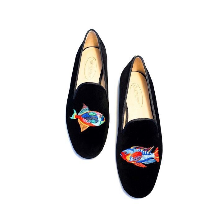 LOAFERS HOMBRE TERCIOPELO NEGRO, COLORFUL FISH