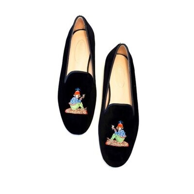 LOAFERS HOMBRE TERCIOPELO NEGRO, MONKEY WITH MARTINI