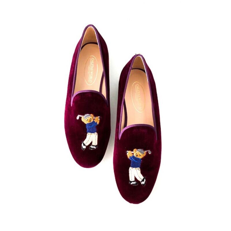 ​LOAFERS MEN WINE 110TX VELVET R53, TWINS GOLFERS BEARS