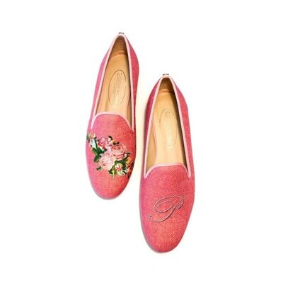 LOAFERS LINO BUBBLEGUM , PINK ROSES AND PINK INITIALS