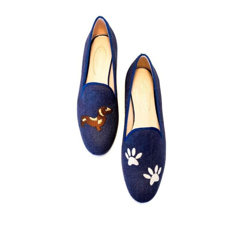 ​LOAFERS NAVY BLUE CO LINEN, TECKEL AND FOOTPRINTS