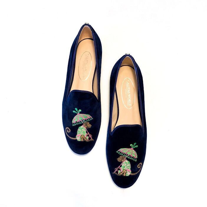 LOAFERS TERCIOPELO AZUL MARINO 9C0 R22, MONO CON PARAGUAS